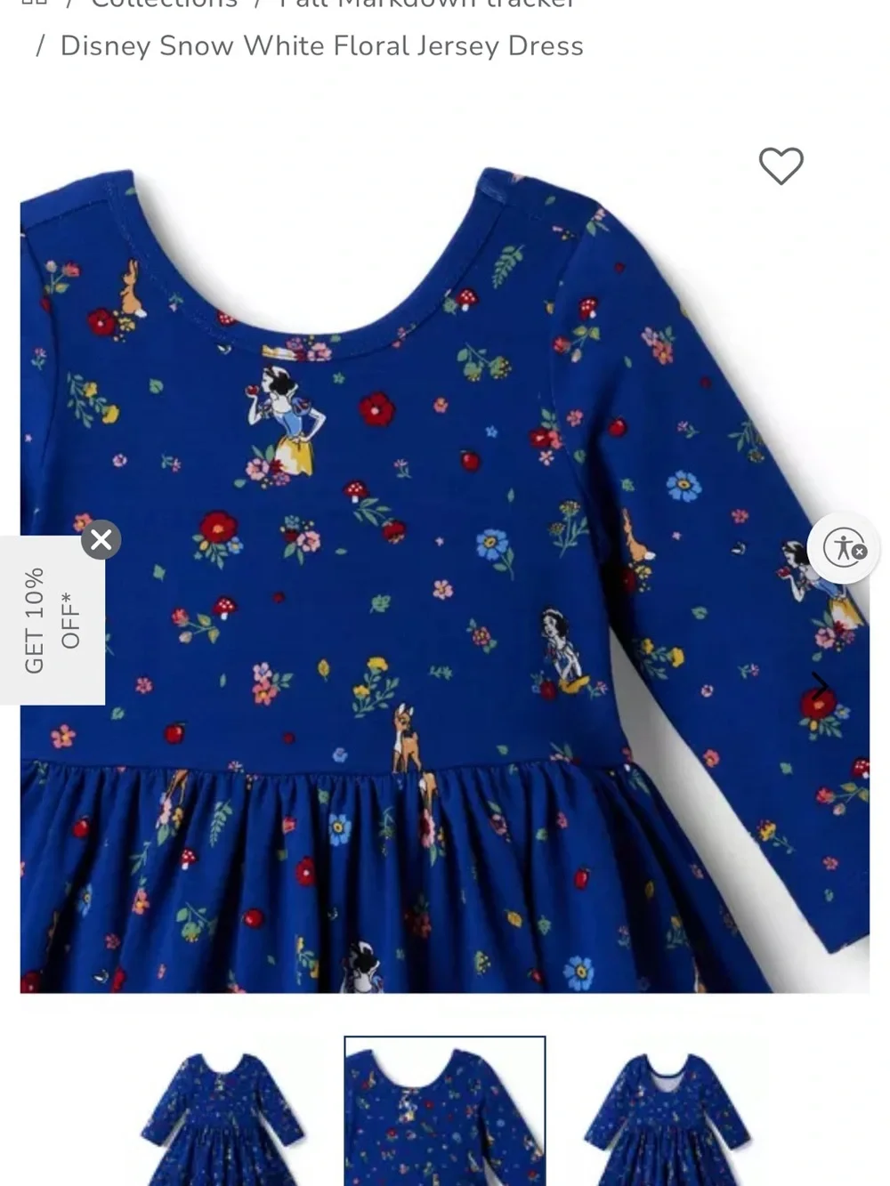 Janie and Jack Royal Blue Floral Snow White Jersey Dress